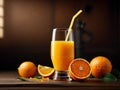 Floating delicious orange juice is a refreshing and invigorating beverage with a bright, citrusy