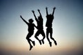 Silhouette of jumping friends 3d illustration vector images, download royalty free images.