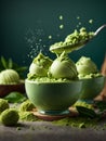 Premium matcha gelato ice cream made with matcha powder from finest green tea leaves