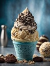 Deliciously premium cookies cream gelato ice cream, fresh cream, milk, crushed chocolate