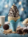 Deliciously premium cookies cream gelato ice cream, fresh cream, milk, crushed chocolate