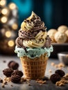 Deliciously premium cookies cream gelato ice cream, fresh cream, milk, crushed chocolate