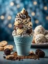 Deliciously premium cookies cream gelato ice cream, fresh cream, milk, crushed chocolate