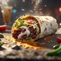 Delicious burrito is a hearty and satisfying meal that is packed with flavor, flour tortilla, salsa