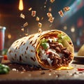 Delicious burrito is a hearty and satisfying meal that is packed with flavor, flour tortilla, salsa