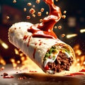 Delicious burrito is a hearty and satisfying meal that is packed with flavor, flour tortilla, salsa
