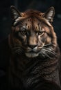 Impressive Metallic Cougar Portrait: Dark and Majestic