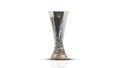 UEFA Europa league match trophy with logo isolated on white background. 3d rendering illustrator