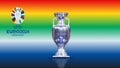 UEFA EURO 2024 Cup celebration winning trophy with shadow and logo with logo color background . 3d rendering illustration image Royalty Free Stock Photo