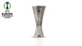 UEFA Europa conference League match trophy with logo isolated on white background background. 3D rendering illustration Royalty Free Stock Photo