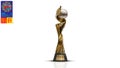 FIFA Womenâs World Cup 2027 trophy with logo isolated white background , women football 3d rendering illustration