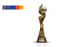 FIFA Womenâs World Cup 2027 trophy with logo isolated white background , women football 3d rendering illustration Royalty Free Stock Photo