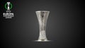 UEFA Europa conference League match trophy with logo . 3D rendering illustration.