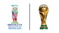 fifa world cup 2026 trophy with official logo Canada, United State and Mexico Royalty Free Stock Photo