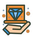 Business, Diamond, Hand, Hold, Jam line icon vector