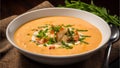 Delicious Lobster Bisque, This creamy soup is made with lobster, food photography Royalty Free Stock Photo