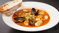 Delicious French Bouillabaisse, traditional Provencal fish stew, food