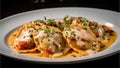 Delicious Lobster Ravioli, Homemade Italian pasta pockets, food photography