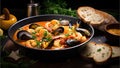 Delicious French Bouillabaisse, traditional Provencal fish stew, food