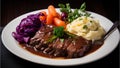 Sauerbraten, delicious German pot roast, meat dish, food photography Royalty Free Stock Photo