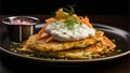 Delicious Kartoffelpuffer, Crispy potato pancakes, food photography Royalty Free Stock Photo