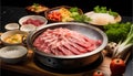 Fresh Japanese wagyu beef shabu hotpot, delicious meal from Asia