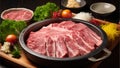 Fresh Japanese wagyu beef shabu hotpot, delicious meal from Asia