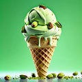 Premium Italian Pistachio gelato, frozen dessert made with high-quality ingredients