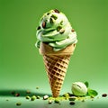 Premium Italian Pistachio gelato, frozen dessert made with high-quality ingredients