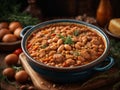 Delicious Cassoulet hearty stew made with white beans pork and duck confit, food