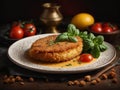 Delicious Cotoletta alla Milanese, breaded veal cutlet, fried to golden perfection Royalty Free Stock Photo
