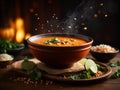 Delicious Thai red curry soup, vibrant ruby-red broth simmering with a symphony of aromas Royalty Free Stock Photo
