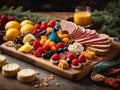 Delicious dessert and appetisers Charcuterie board, ideal dish to start the happy dinner, food Royalty Free Stock Photo