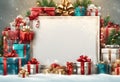 Merry Christmas and Happy New Year Realistic Creative Banner with Lots of Presents Royalty Free Stock Photo