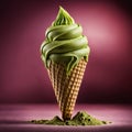 Matcha gelato, delicious refreshing frozen ice cream dessert. Cinematic advertising