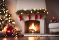 User fireplace with Christmas tree and christmas decorations