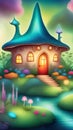 Fairy tale house in the forest wallpaper for Notebook cover, I pad, I phone, mobile high quality images. Royalty Free Stock Photo