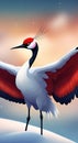 Crowned crane in winter wallpapers for I pad, Notebook cover, I phone, tab mobile high quality images. Royalty Free Stock Photo