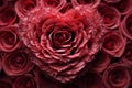 A close-up of a heart-shaped rose. Generative AI.
