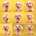 3d rendered illustration of a Puppy character set with different expressions.
