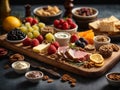 Delicious dessert and appetisers Charcuterie board, ideal dish to start the happy dinner Royalty Free Stock Photo