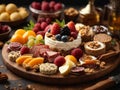 Delicious dessert and appetisers Charcuterie board, ideal dish to start the happy dinner Royalty Free Stock Photo