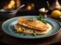 Classic French Sole meuniere, sol filets are cooked and served in a rich, buttery sauce Royalty Free Stock Photo