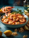 Spanish Gambas al ajillo, tender shrimp cooked with garlic, sherry, parsley and lemon