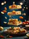 Italian Focaccia, flat leavened oven baked Italian bread in studio background