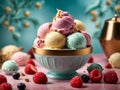 Italian gelato ice cream, handmade from whole milk, sugar, and other flavourings