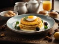 Michelin starred breakfast in premium restaurant and hotel with studio lighting