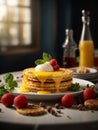 Michelin starred breakfast in premium restaurant and hotel with studio lighting