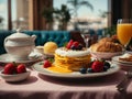 Michelin starred and premium breakfast in fine dining restaurant, cinematic food
