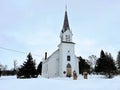 An old country church and a blanket of soft snow Royalty Free Stock Photo